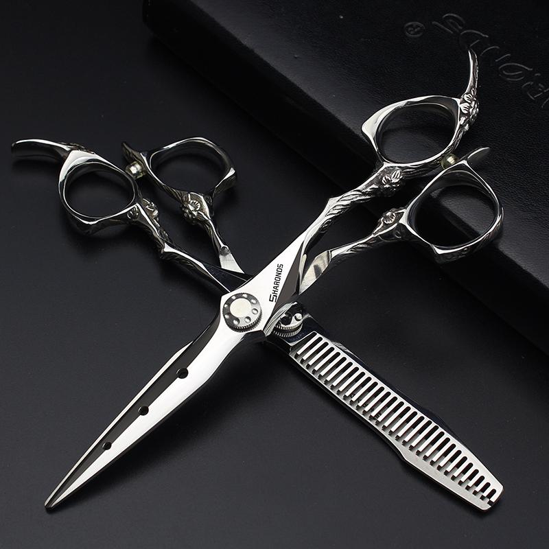 

Professional Authentic Sharonds Barber Shop Hair Stylist Special 6-inch Flat Cut 10%-15% Thinning Hair Cut Combo Set Shears