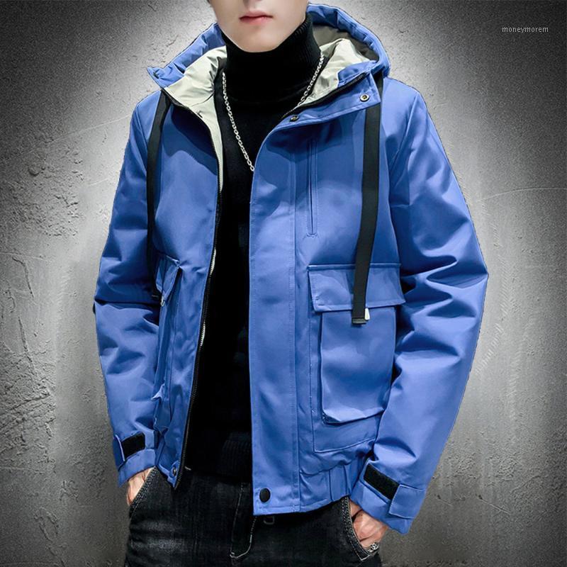 

Jacket Men Autumn Japanese Fashion Safari Style Hooded Coat Zipper Up Windbreaker Jacket Blue Color Mens Clothing Casual1, Beige