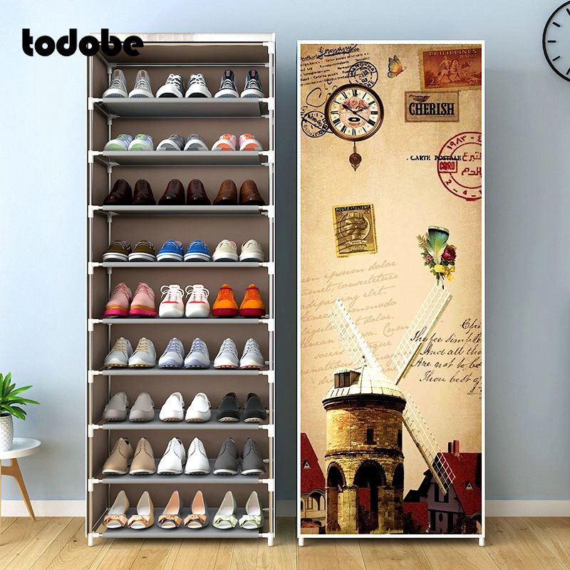 

Simple Multilayer Shoe Rack Nonwoven Storage Closet Home Dorm Entryway Space-saving Shoe Stand Holder Shoe Cabinet with Zipper 201030