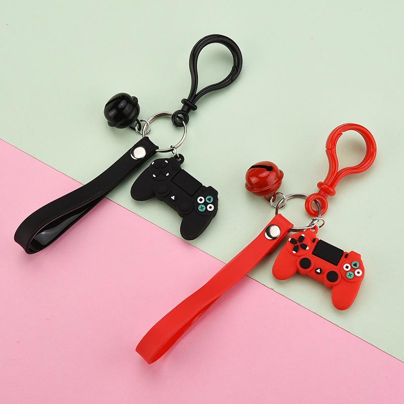 

Red Black Soft Silicone Playing Game Keychains 3D Gamepad Controller Game Machine Handle Keyring Pendant Fun Jewelry Men Gift, Silver