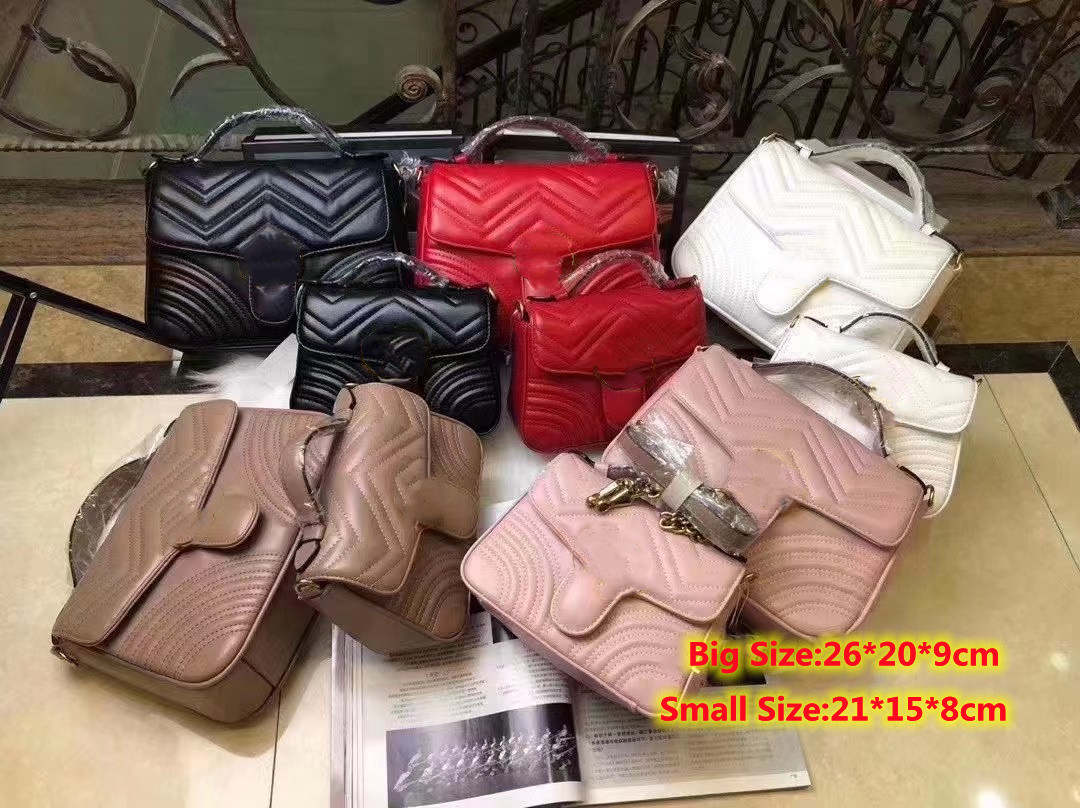 

Women Shoulder Bags Women Crossbody Bag Fashion Quilted Heart Leather Handbags Female Famous Designer Purse Bag Golden chain 5colors 2 Size, Box