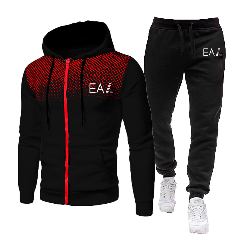 

Brand new Tracksuit men's stitching fashion casual track suit polyester fabric zipper cardigan sportswear and sports pants