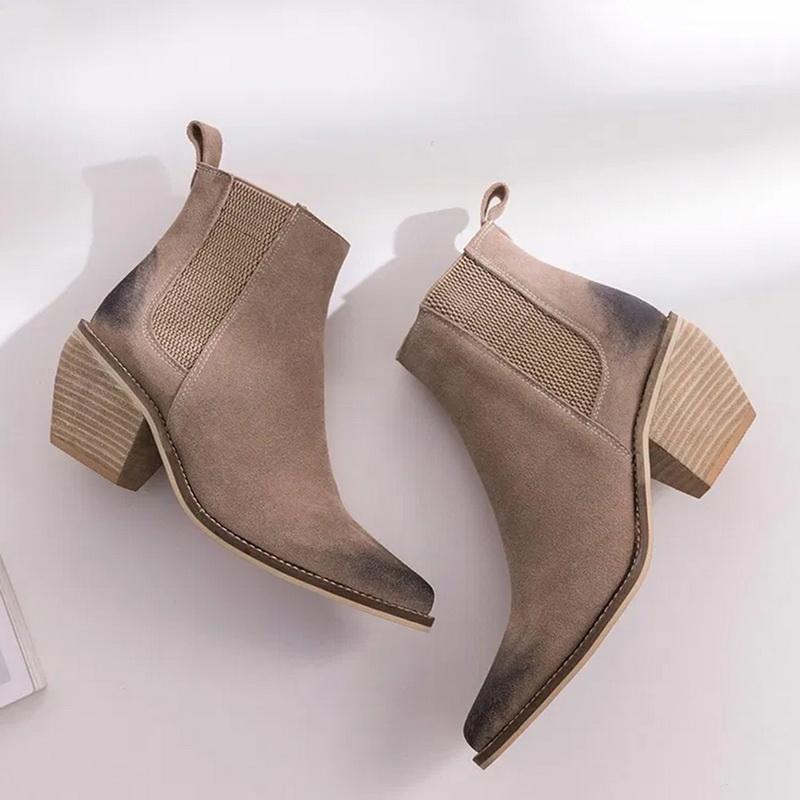 

2020 Spring New Fashion Concise Women Ankle Boots For Chunky High Hheel Slip On Pumps Genuine Leather Black Boots Females