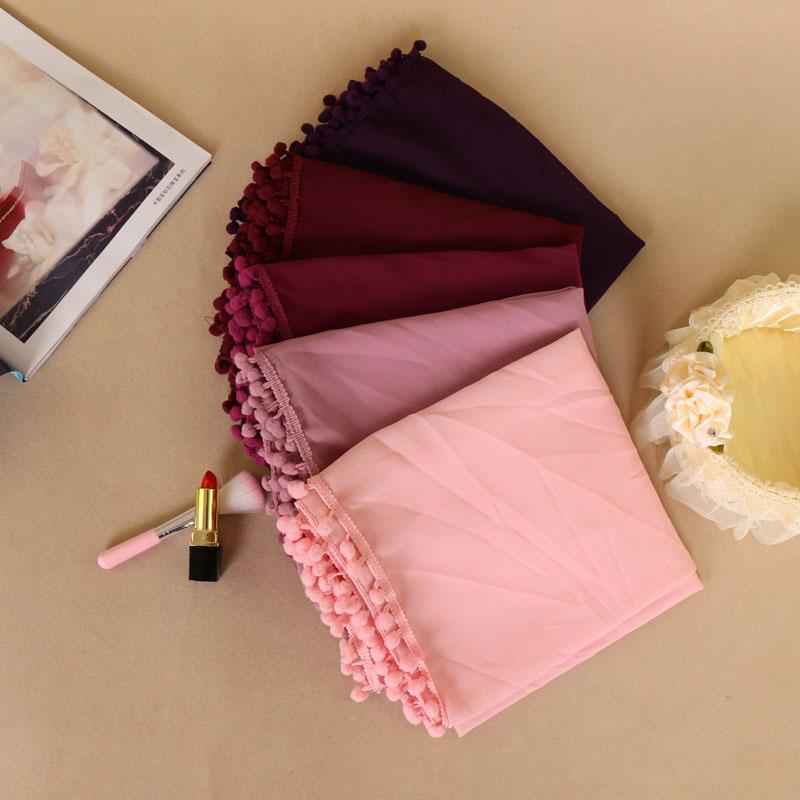 

2020 20color high quality Pom bubble chiffon plain ball shawls hijab muslim wrap headband scarves/scarf