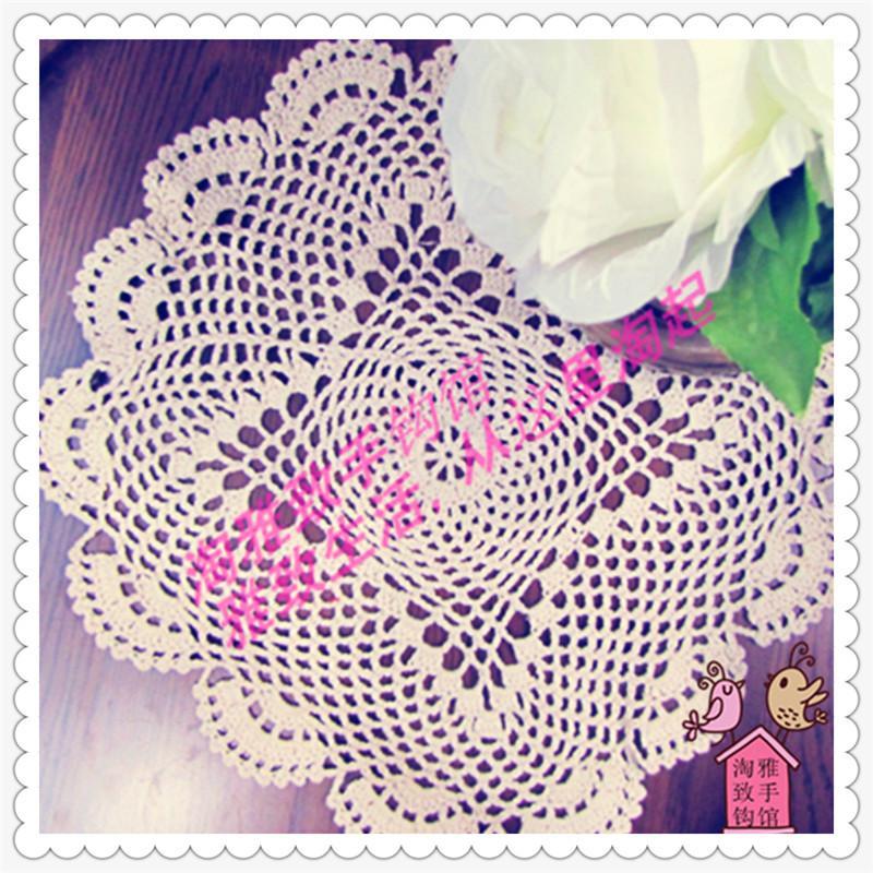 

Wholesale- 2016 new arrival 35cm round natural cotton crochet lace doilies as wedding tableware decoration for home decoration household1