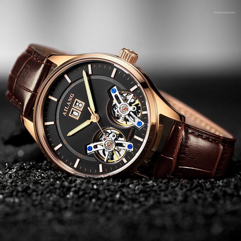 

Wristwatches AILANG Luxury Double Tourbillon Men Watch Fashion Business Luminous Wristwatch Male Clock Automatic Mechanical Relojes1, Steel 03