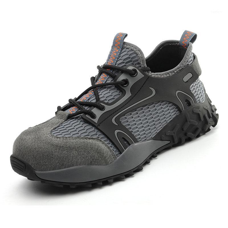 

Men Safety Shoes Steel Toe Work Shoes Lightweight Breathable For Men Anti-smashing Construction Sneaker With Leather upper1, Black