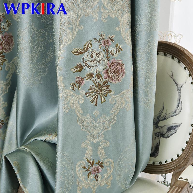 

Europe Luxury Blue Blackout Curtain For Bedroom Smooth fabric Window Drapes Embroidered Tulle For Living Room Balcony AD054D31, White tulle