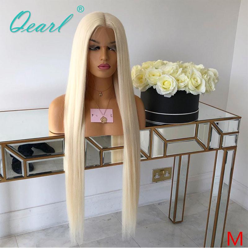 

Light Blonde Human Hair Lace Front Wig 13x6 Deep Middle Part Straight Lace Wigs Brazilian Remy Hair 150% 180% Density Qearl, 13x6 lace front wig