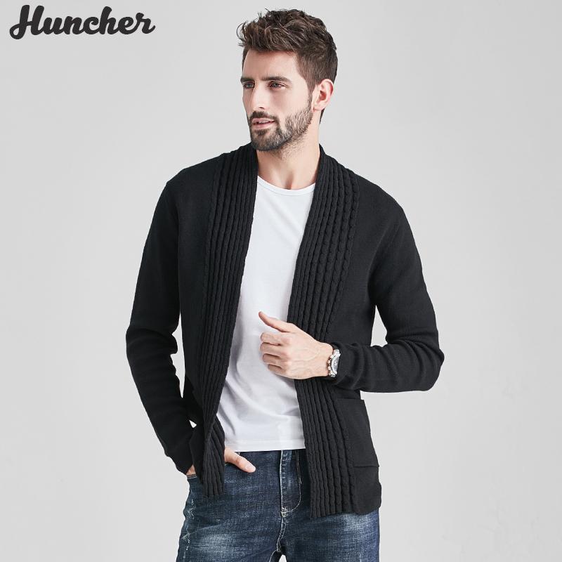 

Huncher Mens Black Cardigan Men 2020 Autumn Solid Knitted Sweater Coat Korean Style Vintage Cardigans Casual Sweater For Men
