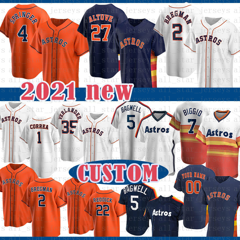 

2 Alex Bregman 27 Jose Altuve Custom 2020 Baseball Jersey Nolan Ryan Craig Biggio Carlos Correa George Springer Jeff Bagwell Chipper Jones, Jersey-fugu