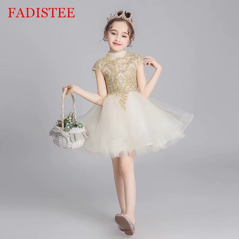 

FADISTEE girl dress Tulle Pretty Flower Girl Dresses vestidos lace Baby Girl Infant Dress Kids Formal Wear girls dress Short Jewel, Same as image