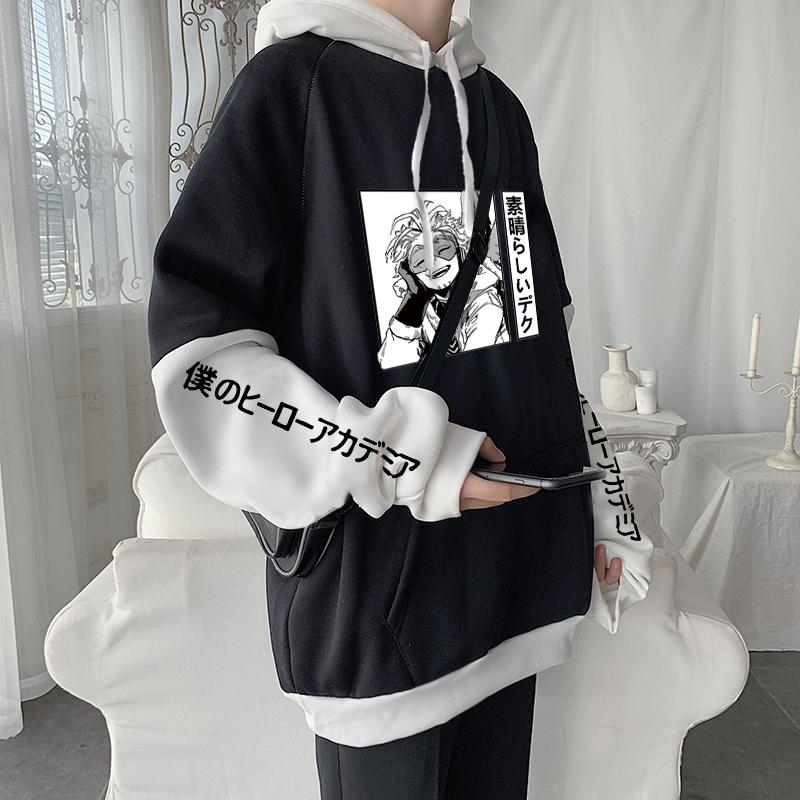 

Men's Hoodies & Sweatshirts Harajuku Anime My Hero Academia Aesthetic Kawaii Eagle Boy Hawks Cartoon Unisex Oversized Winter Long Sleeve, Black