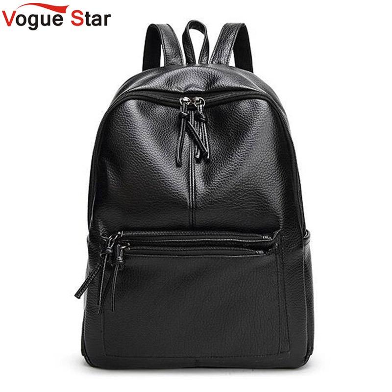 

Vogue Star 2020 New Travel Backpack Korean Women Backpack Leisure Student Schoolbag Soft PU Leather Women Bag LB64, Black