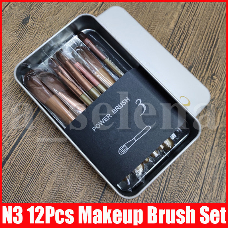 

N3 Brush Professional 12pcs Makeup Cosmetic Facial Brush Kit Metal Box Brush Sets Face Powder Brushes