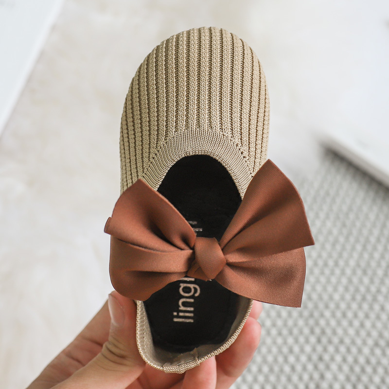 

Bow-knot Casual Kids Fashion Princess Spring Autumn Children Korean Style Little Girl Baby Shoes Footwear 21-35, Beige