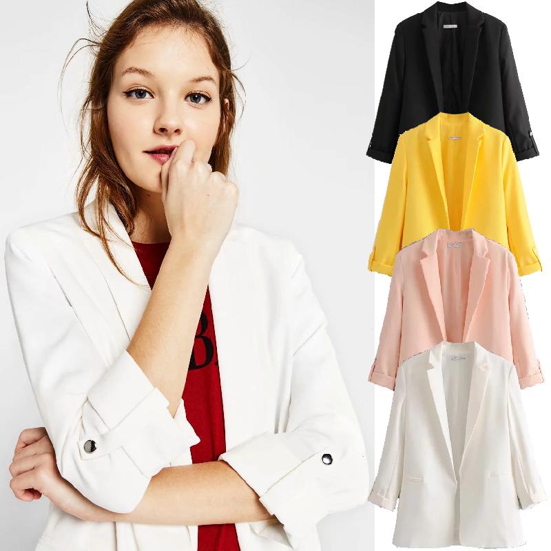 

blazers women clothing Long Sleeve 4 Colors Turn-down Collar ladies Coat Female 2020 Business Jacket Suit Coat Top Outerwear, Black