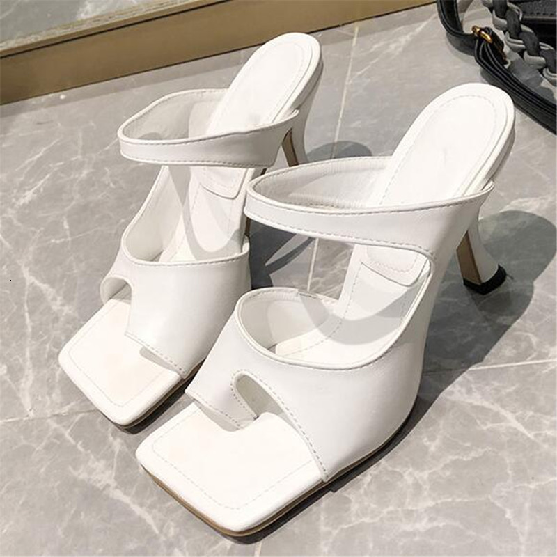 

2021 New 's Fashion Square Head Put on Sexy Peep High Heels Sandals Lady Toe Tights Slippers -39 Party Shoes J14H, Black