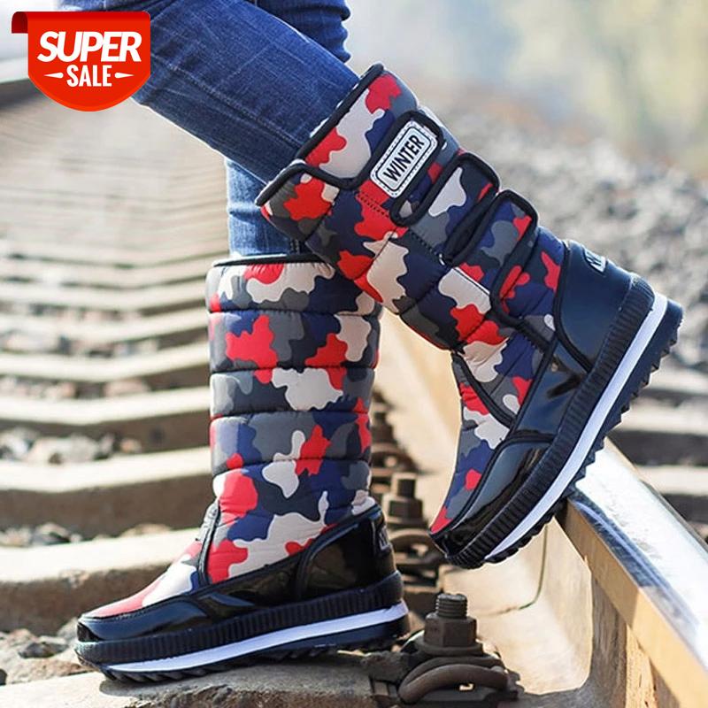

Warm plush snow boots women new winter fashion camouflage thick casual warm flat boots hook loop waterproof casual shoes woman #g63v, Red