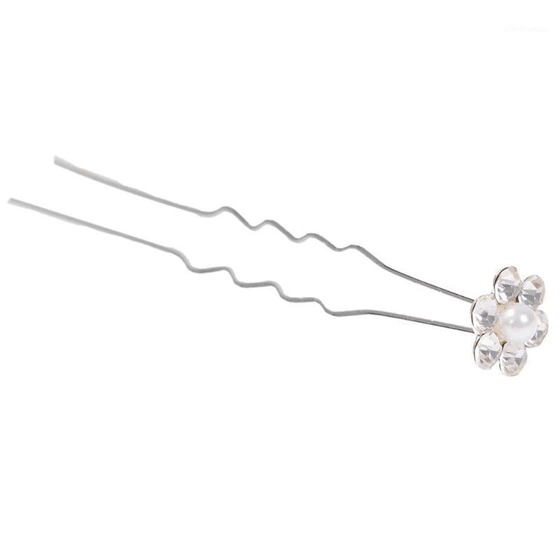 

Hair Clips & Barrettes White Rhinestone Pearl Fork Headdress Wedding Hairpins Jewelry, Golden;silver