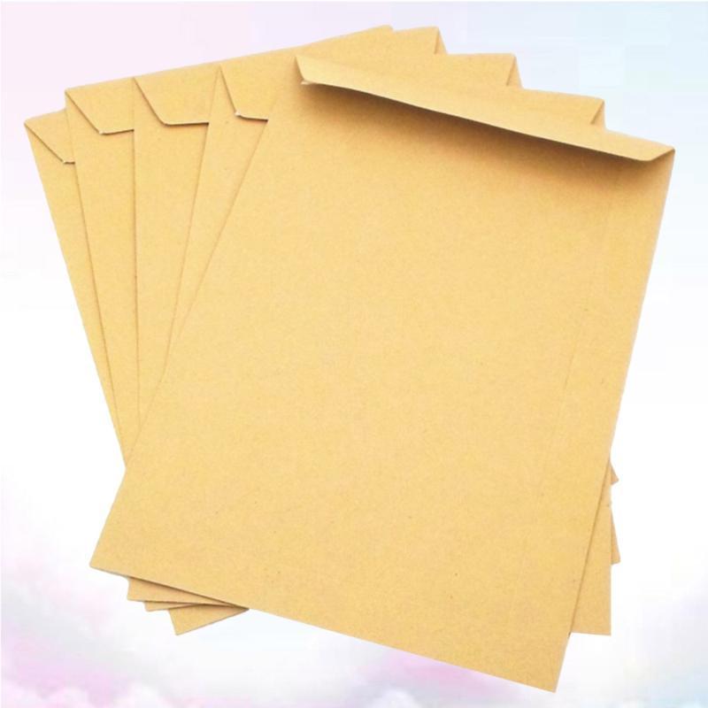 

50pcs 229x162mm Kraft Paper Envelope Blank Classic Plain Color Envelopes for Office School Business Letter Storage Envelope (Lig1
