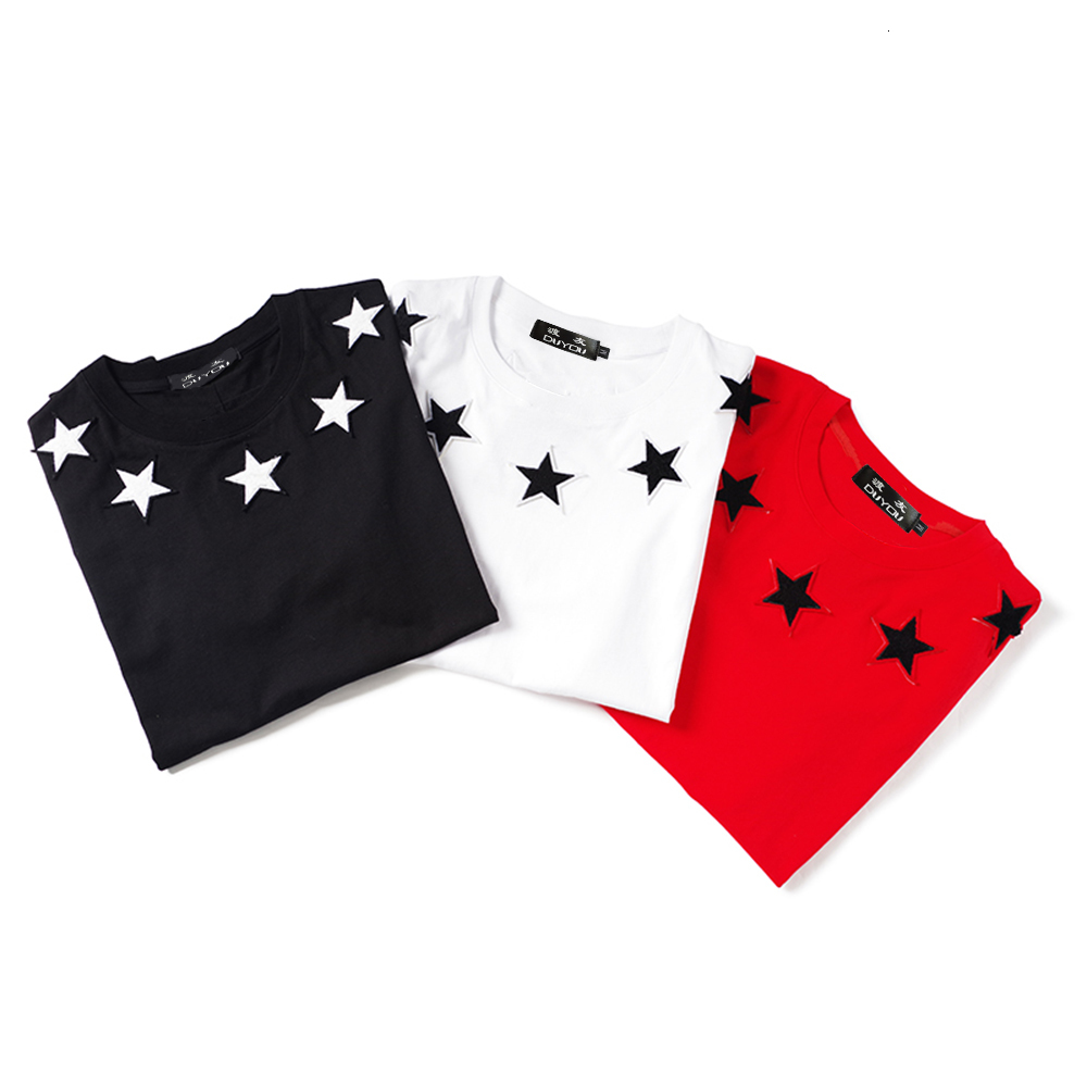 

Mens Designer Shirts 2021 Embroidery Star Short Sleeve Tshirts Summer Hip Hop 100% Cotton Tops Tees Streetwear Oi27, Black 2