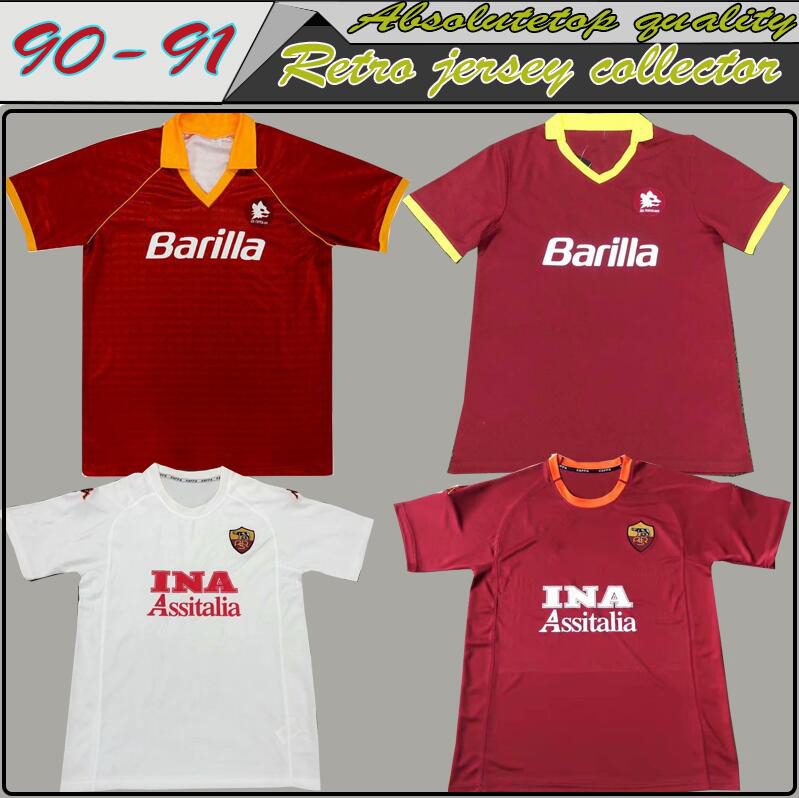 

top Retro Roma soccer jersey 00 01 TOTTI BATISTUTA Candela Montella shirt classic commemorate Collection vintage rome Maglia da calcio, Qq