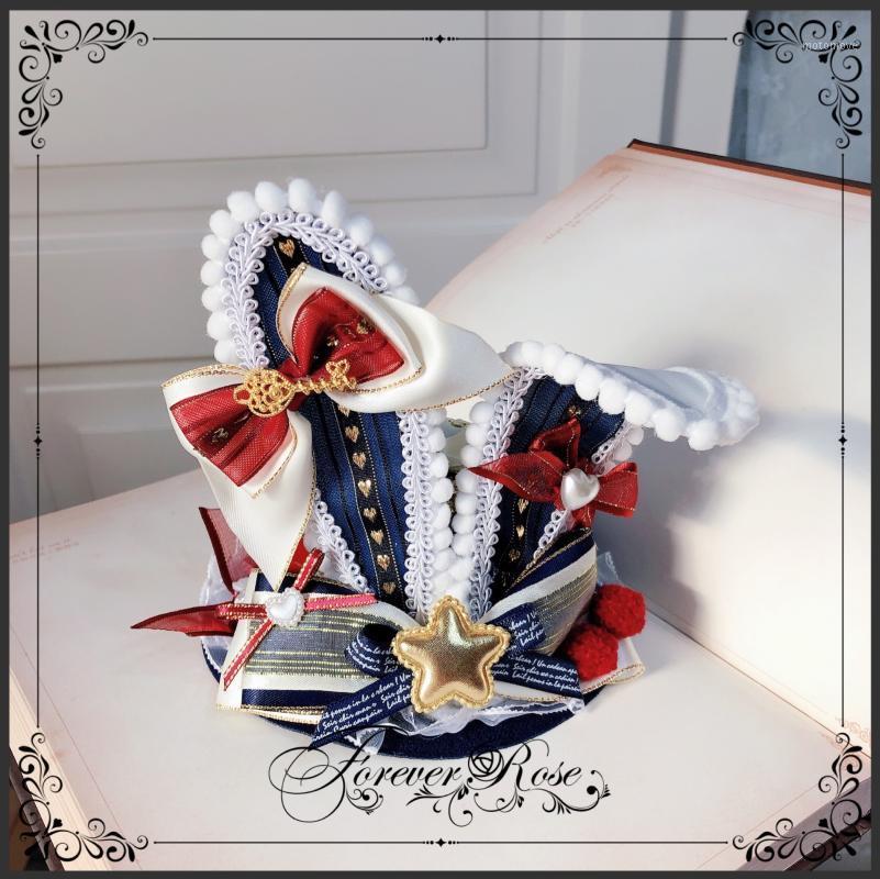 

The Original hand - made bow star hat cyan ear top hat toy circus lolita hair accessory1