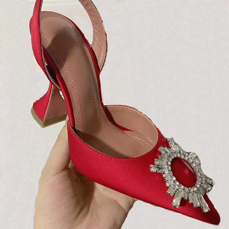 

women dress shoes heeled sandal Fashion Sunflower crystal buckle decoration heels Genuine Leather sole cool shoe 9.5cm heel big size 35-43, Pink