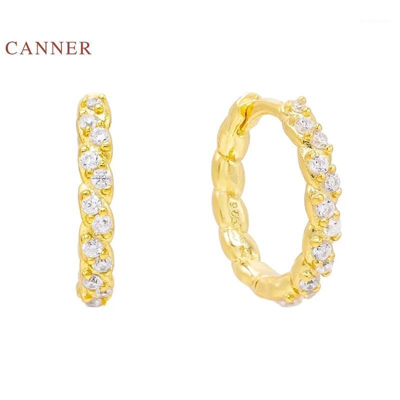 

CANNER Real 925 Sterling Silver Earrings For Women Circle Hipster Earrings Hoops Zircon Diamond Korean Pendientes Gold Jewelry1