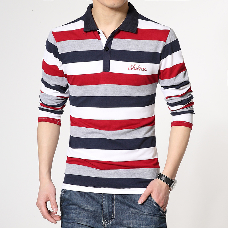 

2021 New Casual Striped Design Polo Shirt Men Plus Asian Size 5xl 4xl 3xl-m Spring Autumn Long Sleeve 95% Cotton 0mh0, Asian size fdm8366