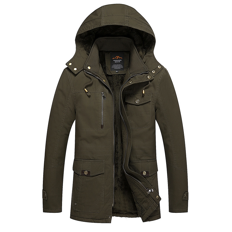 

2021 The New Warm Winter-20'c Hooded Stuffed Jacket Quilted Casual Male Cotton Long Outwear Parkas Size L-4xl 9b9s, Army green