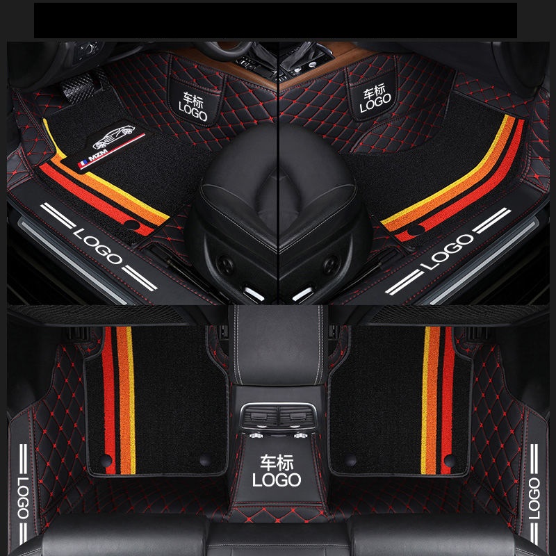

Custom Fit Car Floor Mats Waterproof Leather ECO friendly Material Specific For Car Double Layers 3 Pcs Full set With Logo Black2