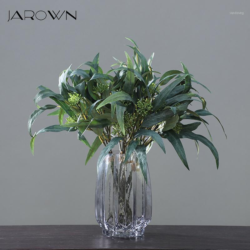 

JAROWN Artificial Plant 5 Branches Fruit Oval Artificial Eucalyptus Leaves Bunch Money Leaf Wedding Home Decor Fake Flower Plant1, Long leaf-drak red