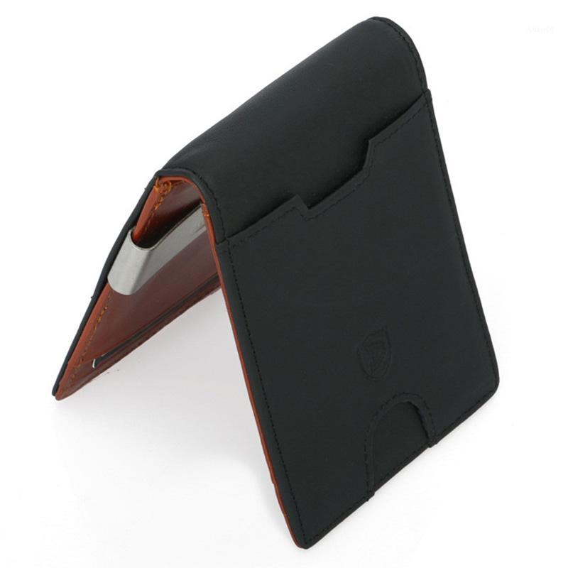 

Hot Selling Men Cards Holder Wallet Leather Slim Cards Case with Cash Clip -B51, Black