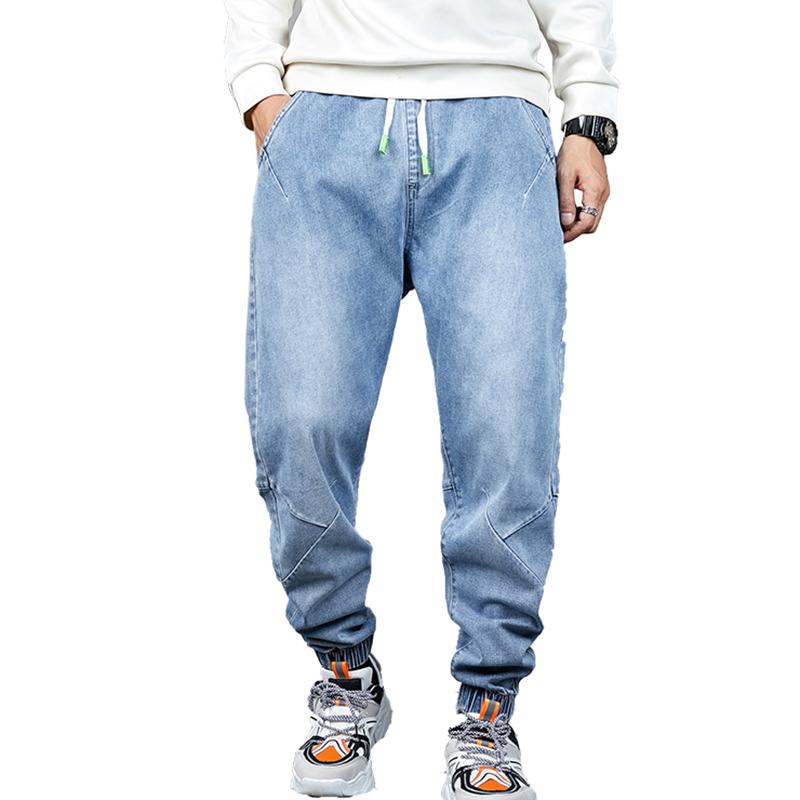 

2021 Men Designer Blue Jeans Man Straight Elastic Vintage Leg Harem Plus Size Cool Pants Printed Male Hip Hop Oversized Jeans, Gray