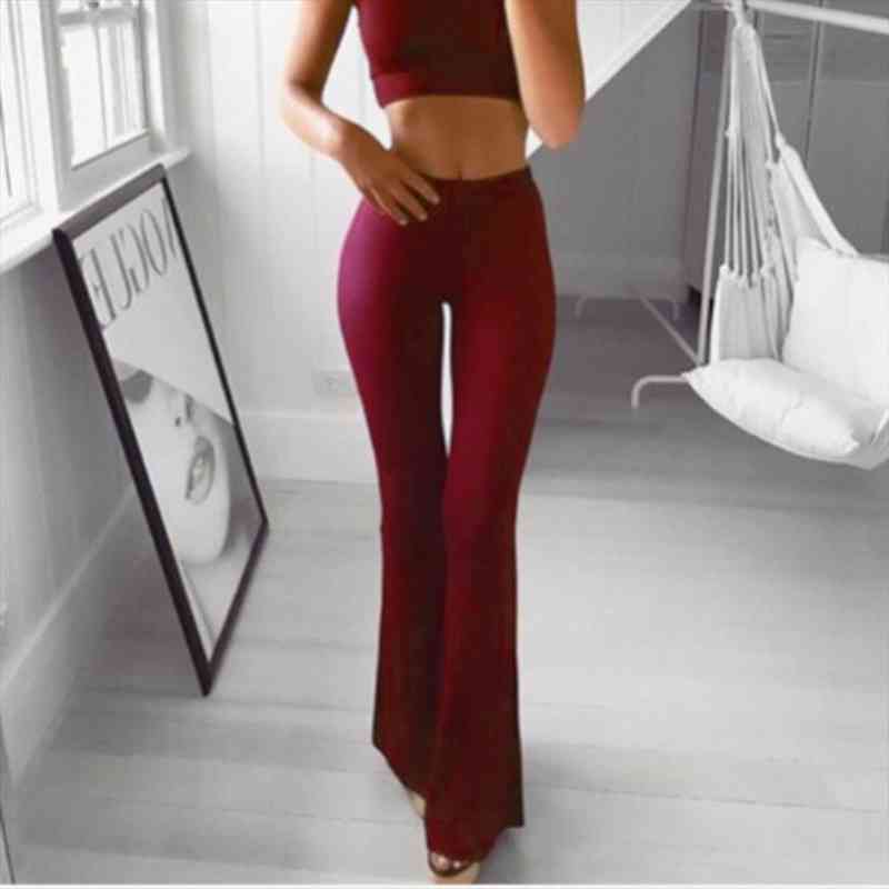 

Pants Women Fashion Trousers Solid Elasticity Leggings Bell-bottoms Pants High Waisted Cargo Women Pantalon Femme 220, Black;white