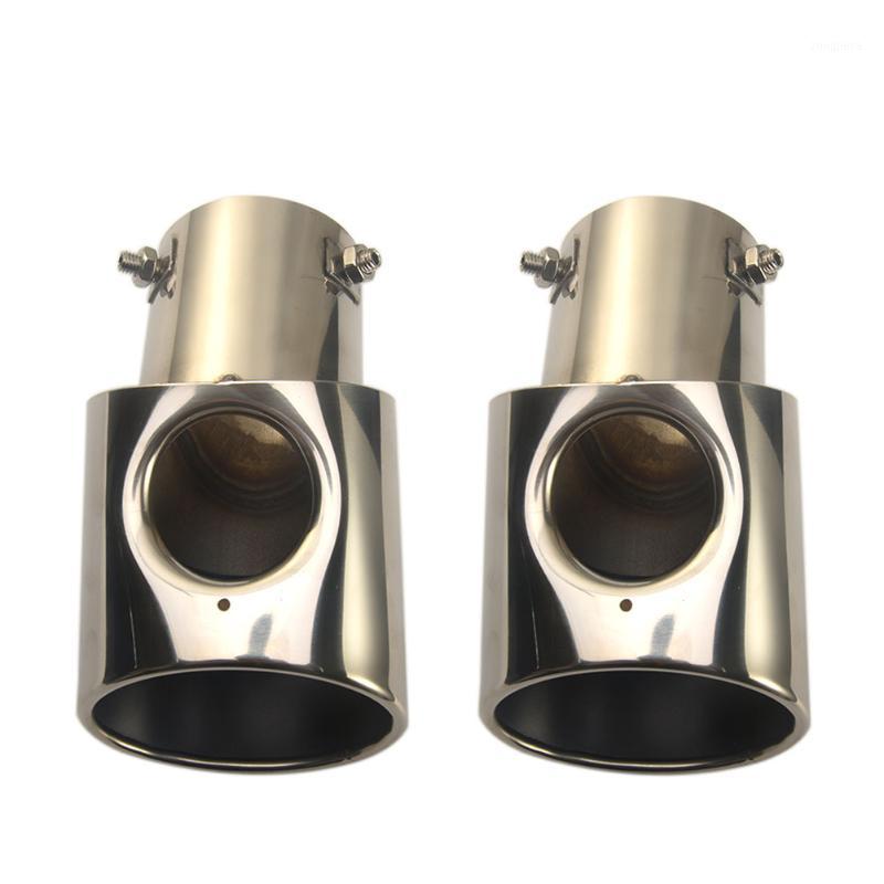 

Car Exhaust Tail Pipes Glossy Carbon Muffler Tip Tail End Universal Stainless Steel Straight Flange Silver1