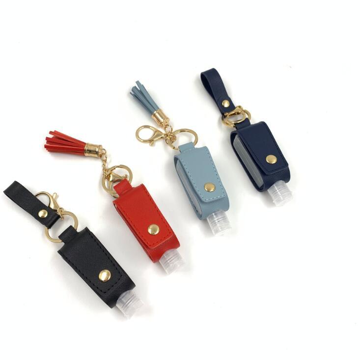 

PU Leather Tassel Holder Keychain Protable Keyring Cover Hand Sanitizer Bottle Storage Bags Home Organization