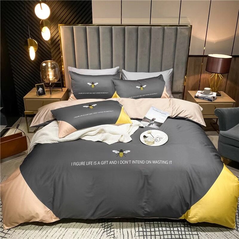 

Luxury cotton designer bedding sets big bee winter queen bed comforters sets hot saling luxury winter bedding