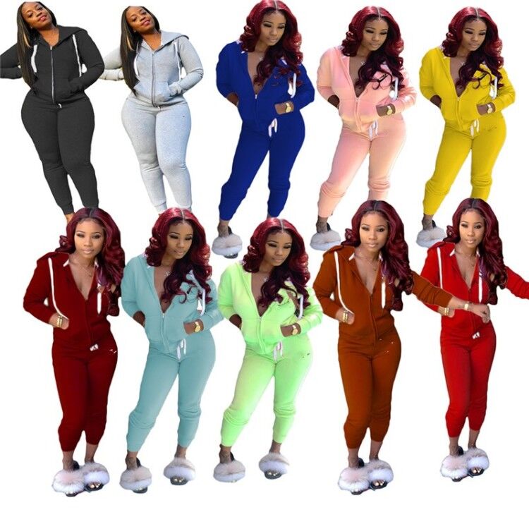 

Women jogger suit fall winter clothing sweat suits hood jacket pants two piece set outfits long sleeve tracksuits plus size sportswear 4085, Wine red