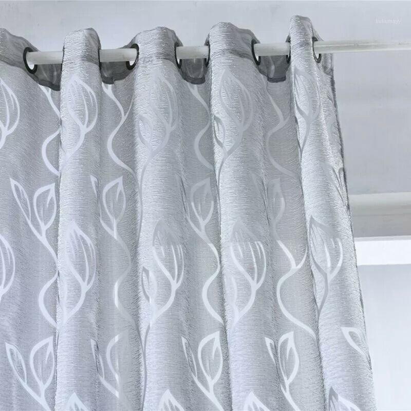 

Floral Window Curtain Through Rod Voile Polyester Curtains Home Decor 100x200CM1, White