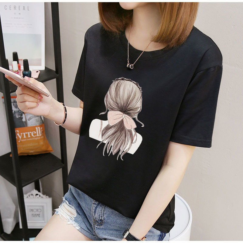 

New Women's t Shirt Summer Cotton Material O- Neck Tops Clothing Cl200a G83d