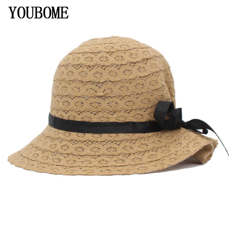 

Wide Brim Hats YOUBOME Summer Sun For Women Caps Visors Bow-knot Beach Hat Girl Big Visor Cap Ladies Foldable Brimmed Straw, Black