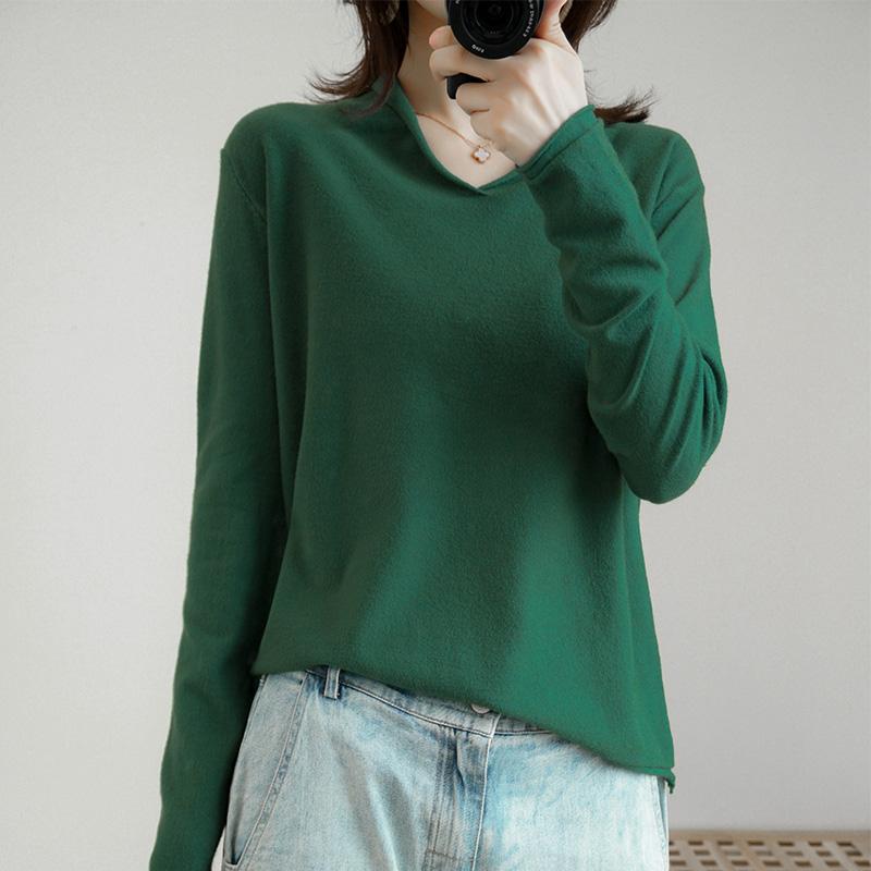 

High quality Pullover knitted cashmere sweater long sleeve V-collar sweater women pull femme nouveaute 2020, Green