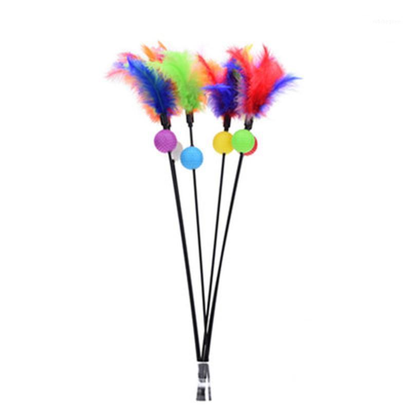 

1PC Feather Toys Kitten Funny Colorful Rod Cat Wand Toys Plastic Pet Cat Interactive Stick Pet Supplies1