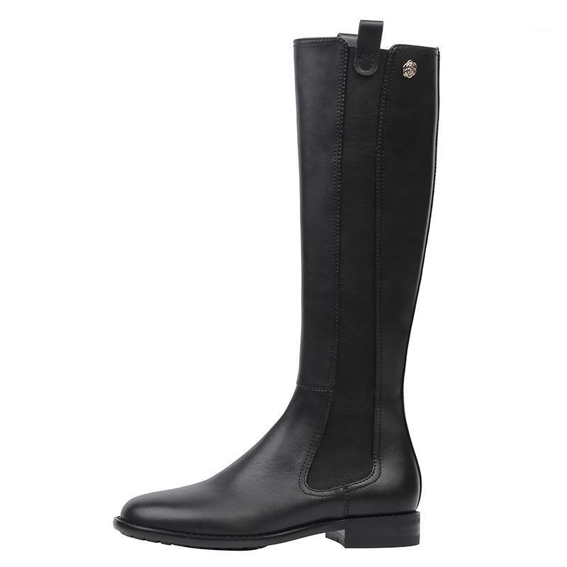 

Women's Winter High Boots Genuine Leather Platform Knee High Boots Fashion Brand Women Shoes Size 34-40 Zapatos De Mujer Zapatos1, Black