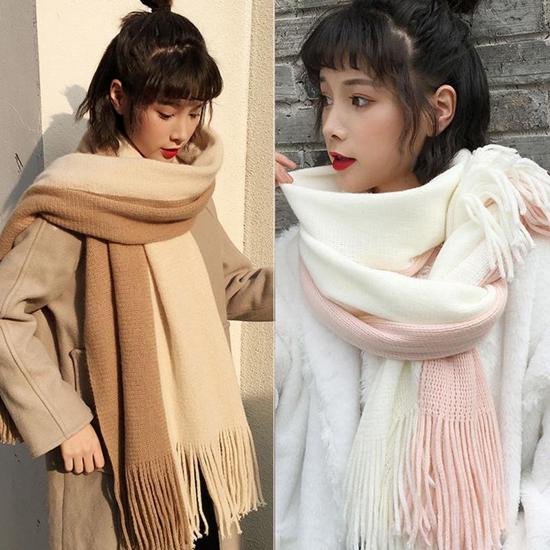 

Autumn And Winter Scarf Women Long Thick Warm Tassel Scarves Wraps Dual-Use Comfort Soft Shawl Padded Couples Bibs