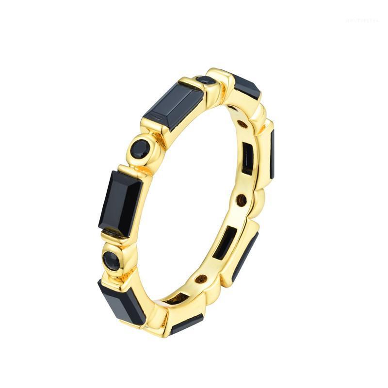 

Wedding Rings Dainty Crystal Square Stone Ring Antique Gold Color Engagement Vintage Male Female Black Zircon For Women Men, Slivery;golden