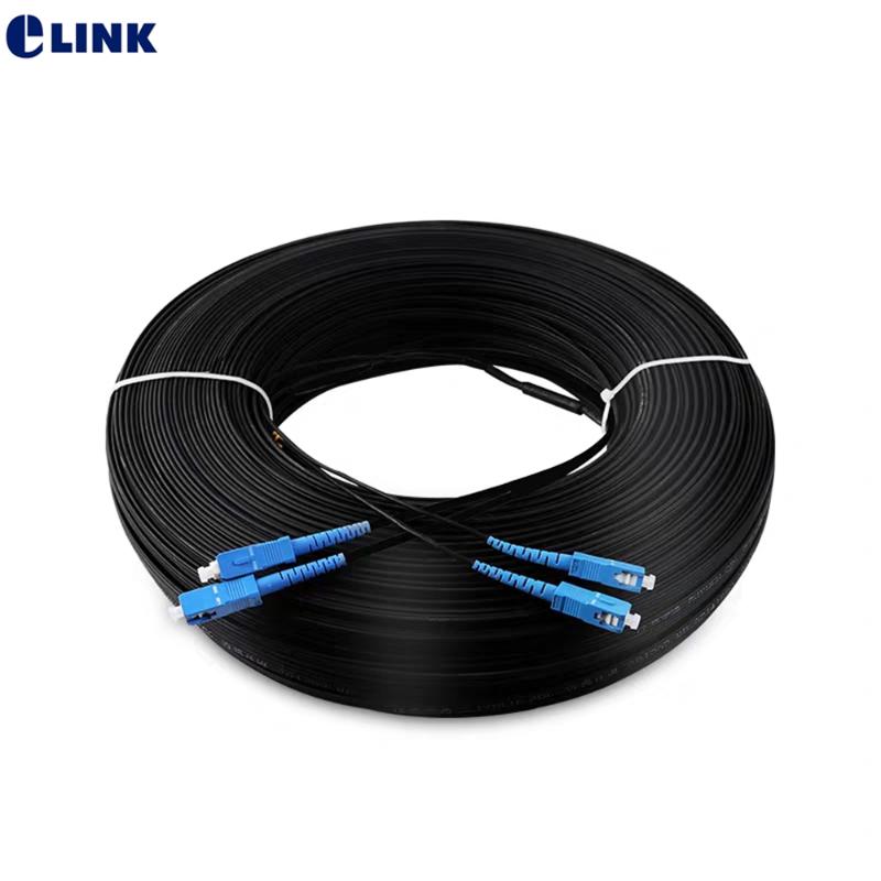 

150M SC/UPC 2 Cores Outdoor Drop optic patch cord single mode FTTH Drop Fiber Optic Jumper G652D Patch lead cable 3 steel 150mtr